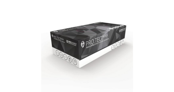 Pro.Tect Nitrile Silicone Free Black Gloves - Size Large, Box of 100
